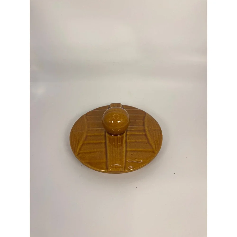 Vintage McCoy Pottery 1950s Brown Barrel Cookies Jar with Lid Mid Century Modern